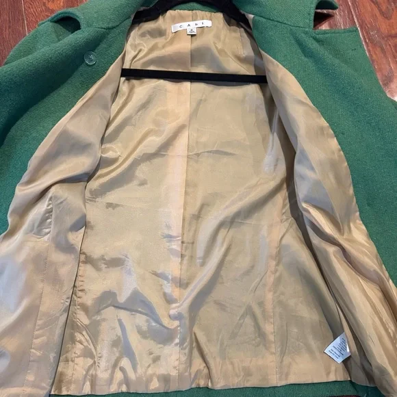 CAbi Cropped Pea Coat Wool Blend in Green - Picture 5 of 10